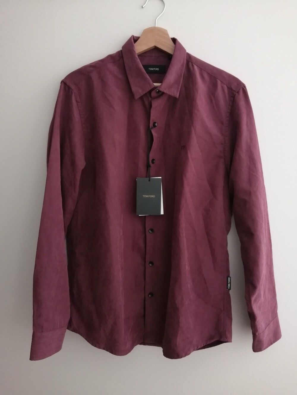 NWT Tom Ford Men's Burgundy Button Up Extra Long Staple Mercerized Cotton Medium